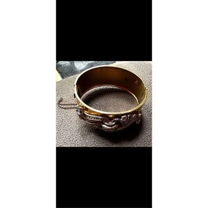 Rare 1920s Harry Iskin (12K) Golf filled  rhinestone crystal hinged bangle brace